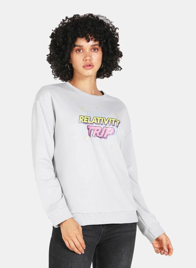 DRIP Relativity Trip Printed Casual Crew Neck Sweatshirt