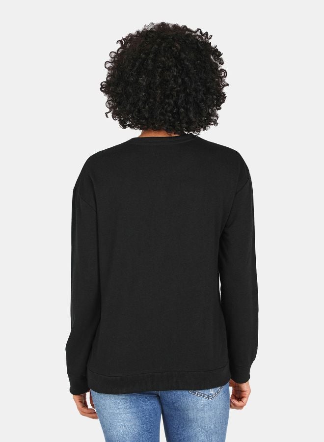 DRIP - Relativity Trip Printed Casual Crew Neck Sweatshirt Black - Image 1
