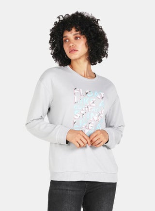 Printed Casual Pullover Grey - v1628655371/N49187842V_2