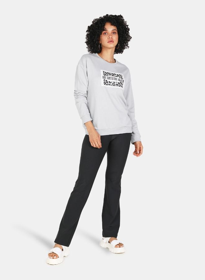 DRIP - Heartbreaker Printed Casual Crew Neck Sweatshirt Grey - Image 1