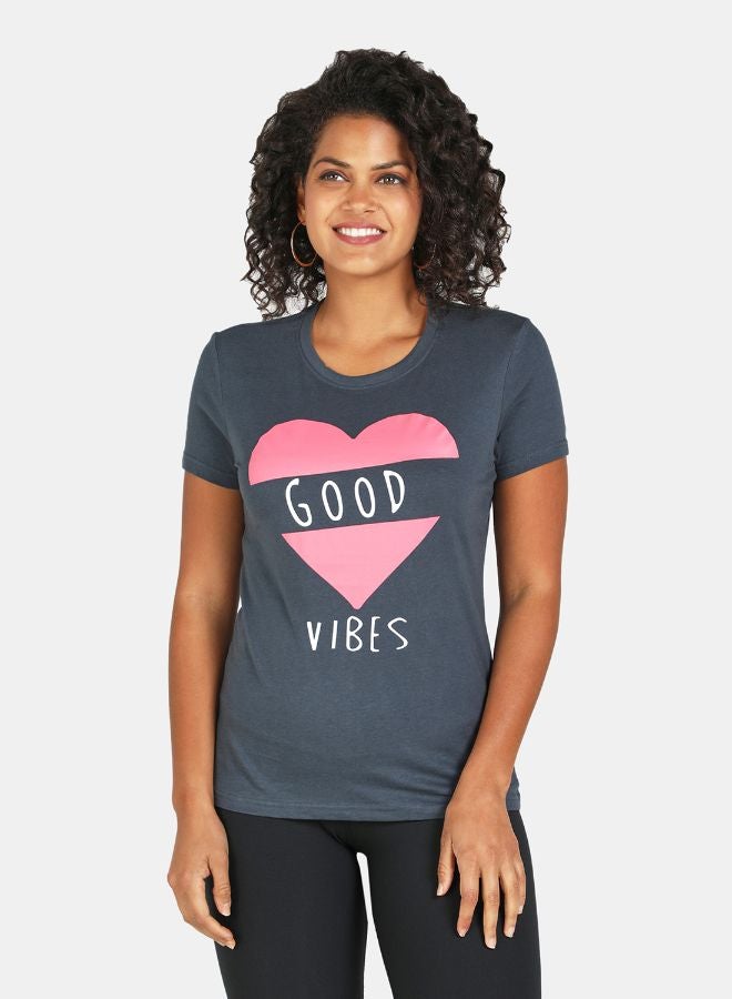 DRIP Printed Round Neck Casual T-Shirt Ombre Blue - Image 1