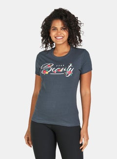 Graphic Printed Crew Neck T-Shirt Ombre Blue