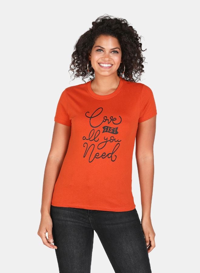 DRIP Printed Round Neck Casual T-Shirt Copper - Image 1
