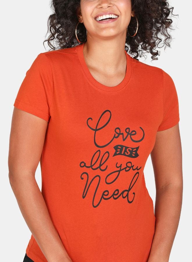 DRIP Printed Round Neck Casual T-Shirt Copper - Image 4