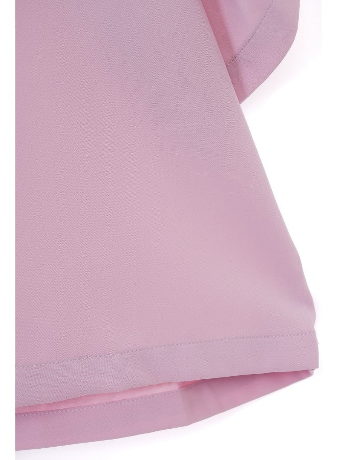 Aila Women's Casual Short Sleeve Polyester Tops With V-Neck Light Pink  - Image 5