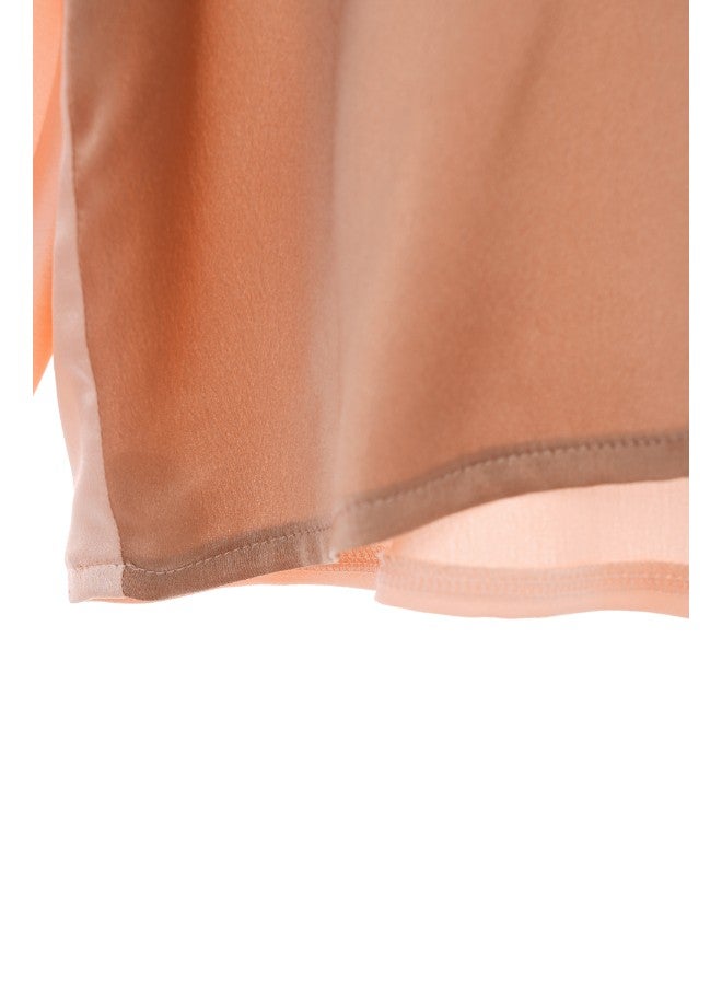 Aila - Women's Three-Quarter Sleeve Colour Blocked V-Neck Wrap Shirt Brown/Pink - Image 1