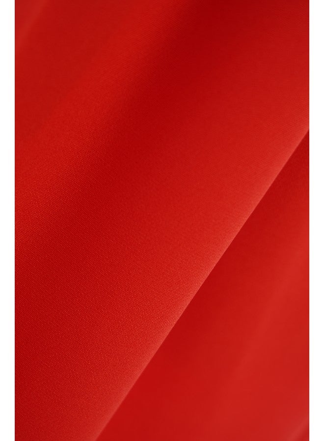 Aila Women's Wide Leg Calf Length Straight Fit Pants With Two Pocket Red - Image 5
