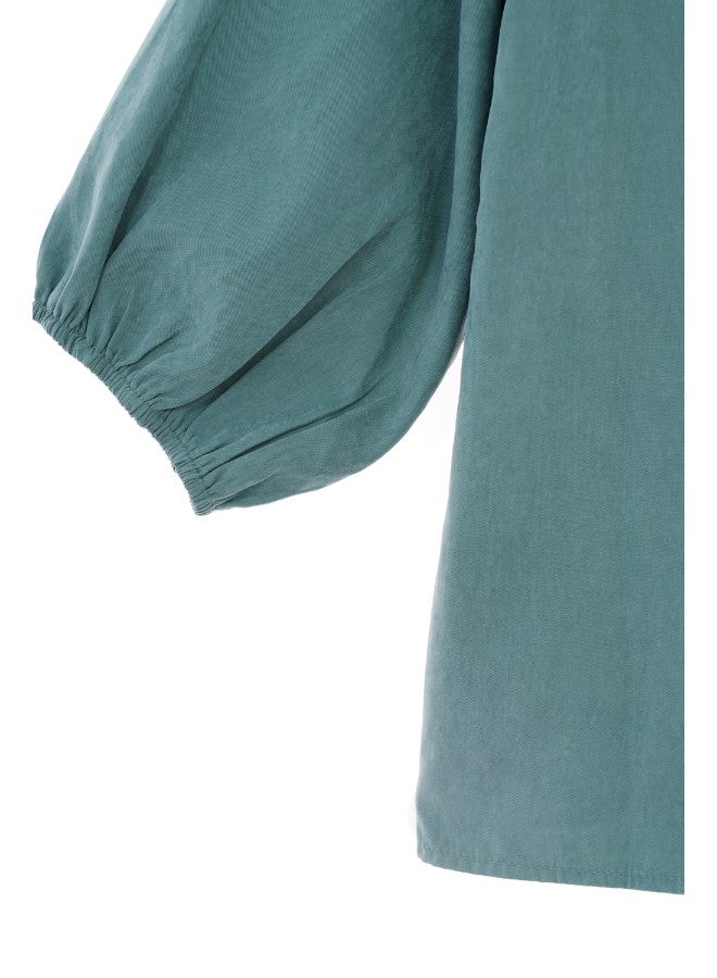 Aila Women's casual raglan sleeve Tops with center back zipper Blue  - Image 5