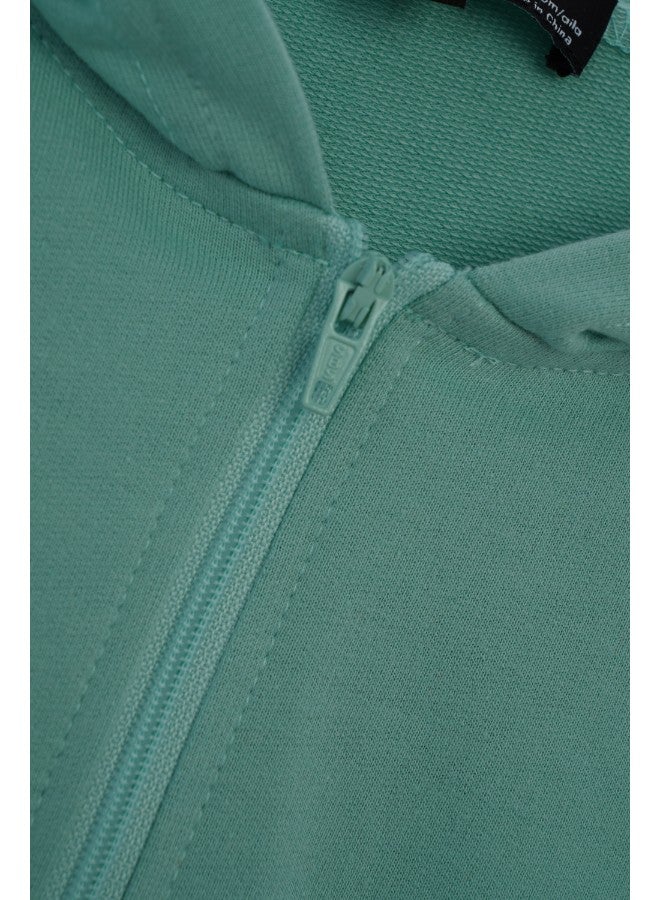 Aila - Womens Long Sleeve Lifestyle With Hooded Neck Front Zip Up Mint - Image 1