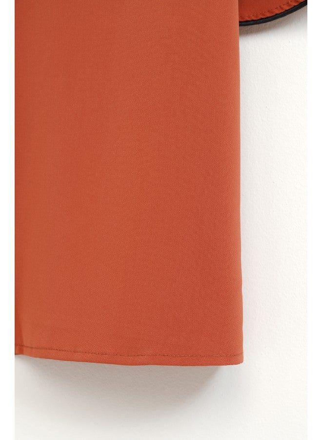 Aila Women's Layered Short Sleeve Notched Neck Top Brick Red  - Image 5