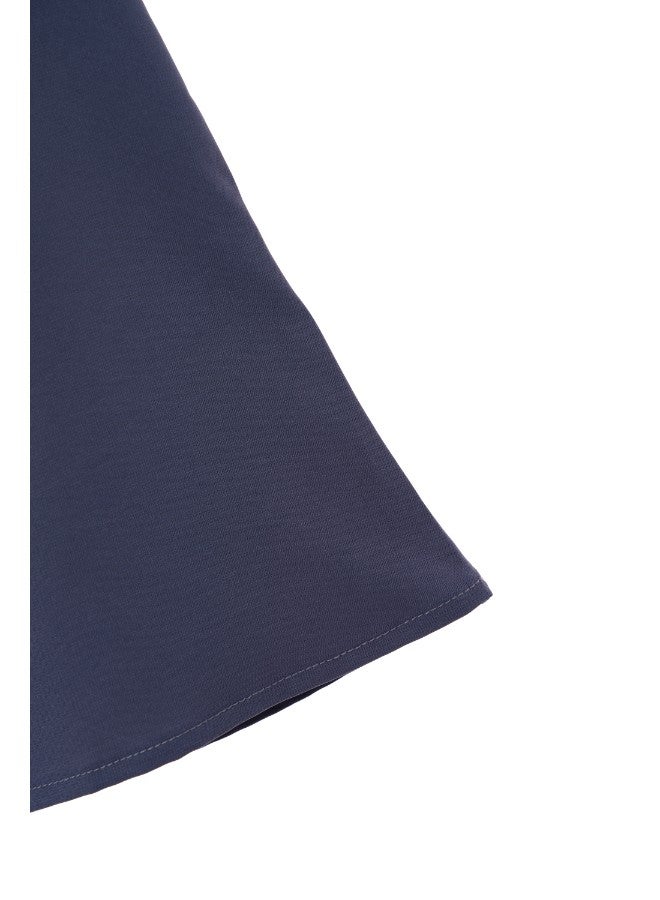 Aila Women's Casual Cap Sleeve Polyester Blend Tops With High Neck With Diagonal Frill Navy Blue  - Image 5