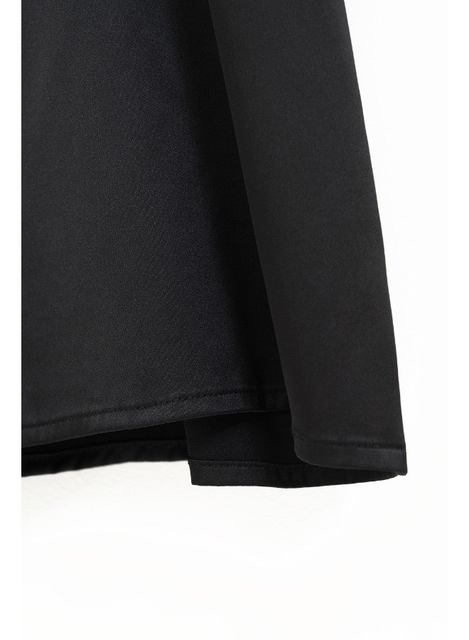 Aila Women's Casual Sweetheart Neck Short Sleeve Blocking Dress Black - Image 5