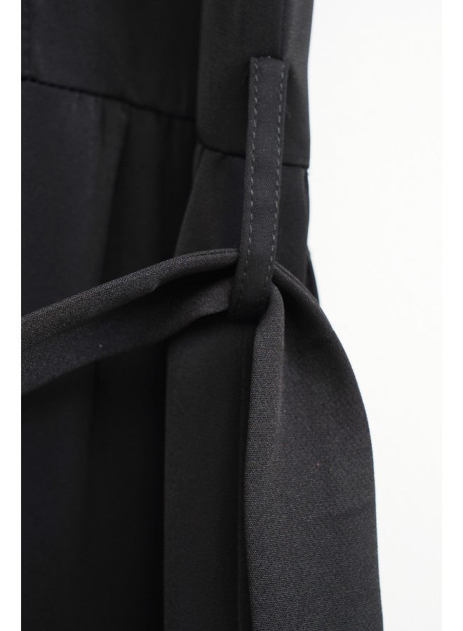 Aila - Women's Sleeveless Tailored Wrap Jumpsuit With Waist Tie And Back Zipper Black - Image 1