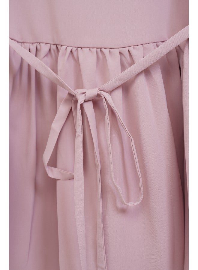 Aila Women's Cap Sleeves Blouse With Tie Up Details At The Waist Lilac  - Image 5
