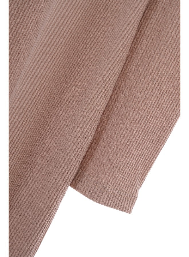 Aila Women's Full Sleeves Round Neck Midi Jersey Dress Apricot  - Image 5