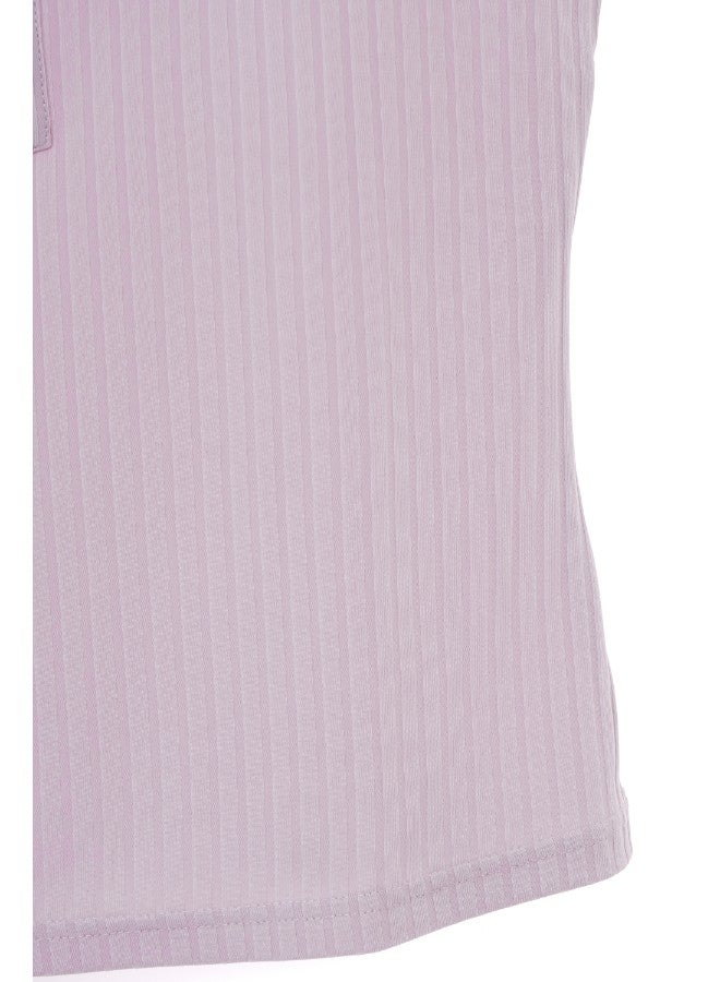 Aila - Women's Casual Sleeveless Cotton False Placket Basic Tank With Scoop Neck Purple - Image 1