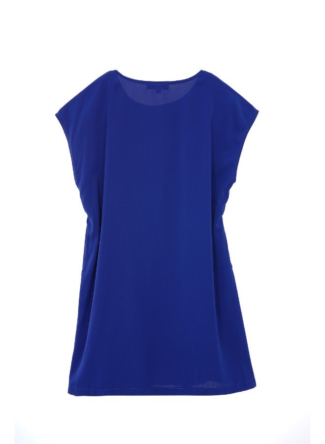 Aila Women's Tie-Up Waist Casual Wear Dress Blue  - Image 2