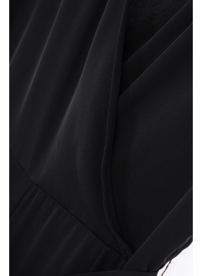 Aila - Sleeveless Slim Fit Midi Length Jumpsuit With V Neck Wide Leg Black - Image 1