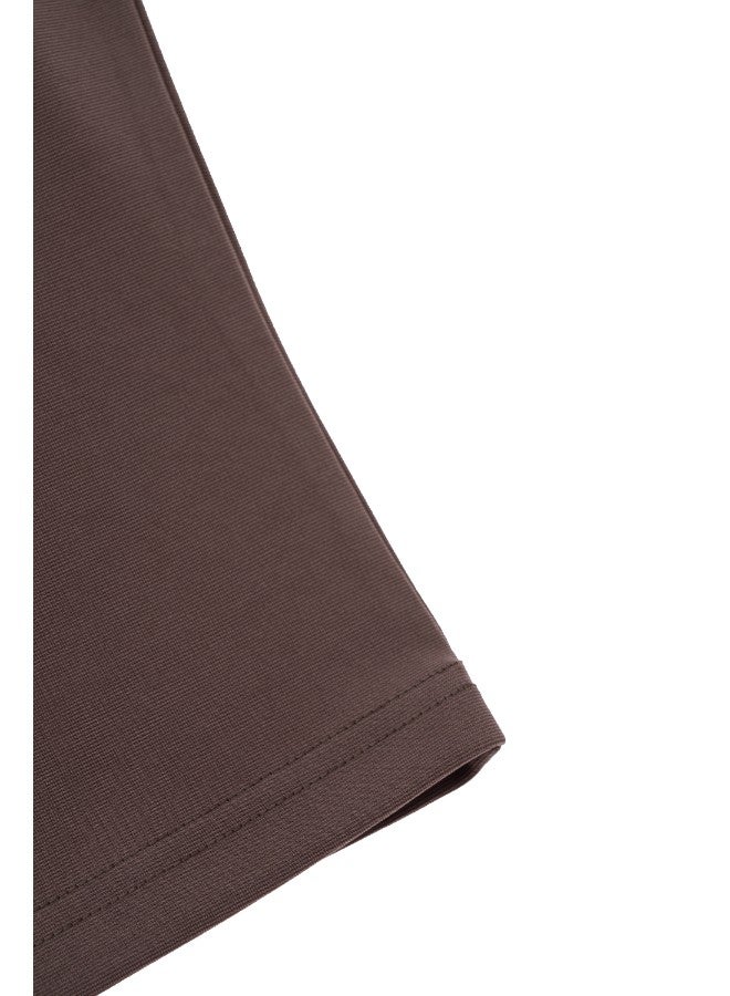 Aila - Women's Casual Ruffles Around Armhole Sleeveless Round Neck Knit Tank Brown - Image 1