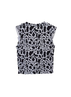 Aila Women's Casual Ruffles Around Armhole Sleeveless Round Neck Knit Tank Black/White  - Image 2