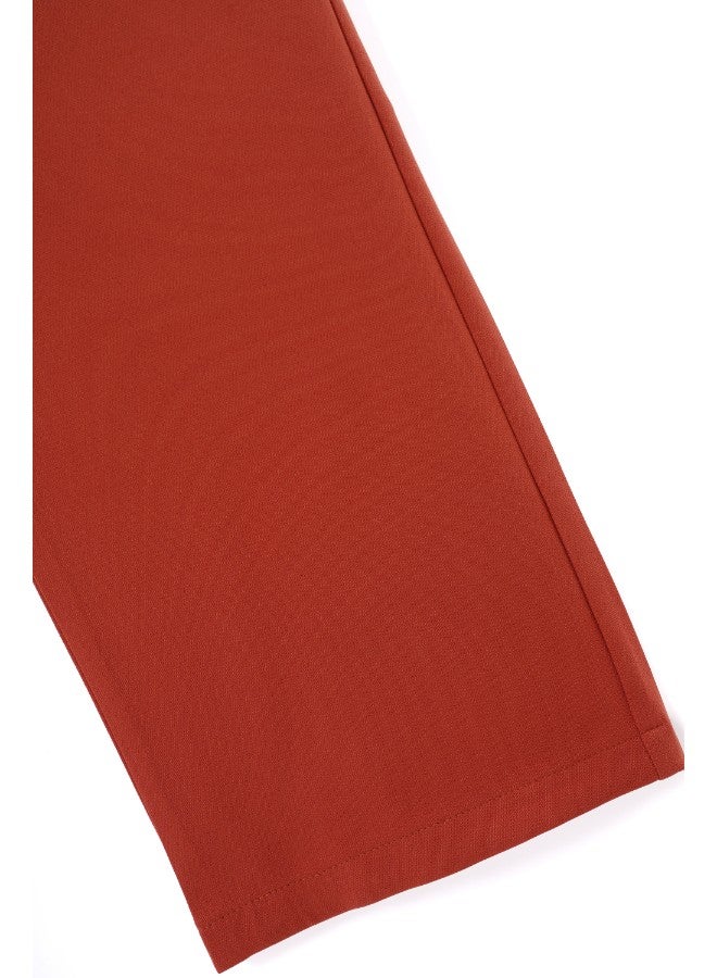 Aila Women's Casual Straight Pants With Two Pocket And Back Zipper Brick Red  - Image 5