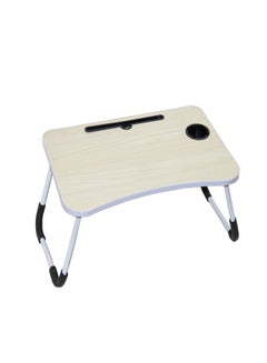 Foldable Laptop Table With Cup Holder Beige Beige 60 x 40cm - v1628657598/N42484284A_1