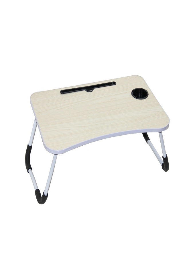 Generic Foldable Laptop Table With Cup Holder Beige Beige 60 x 40cm  - Image 1