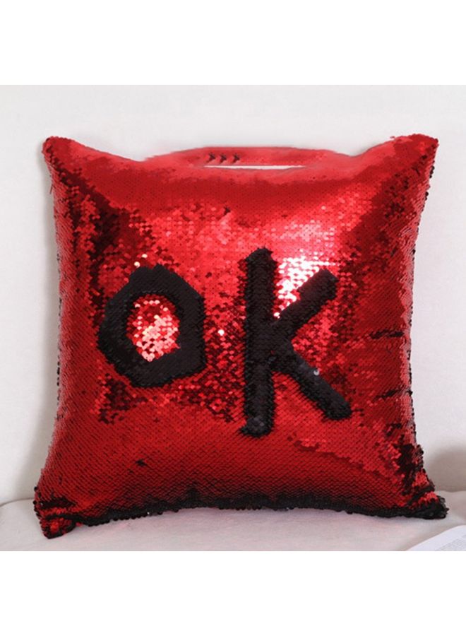 Square Shaped Cushion Cover Black/Red