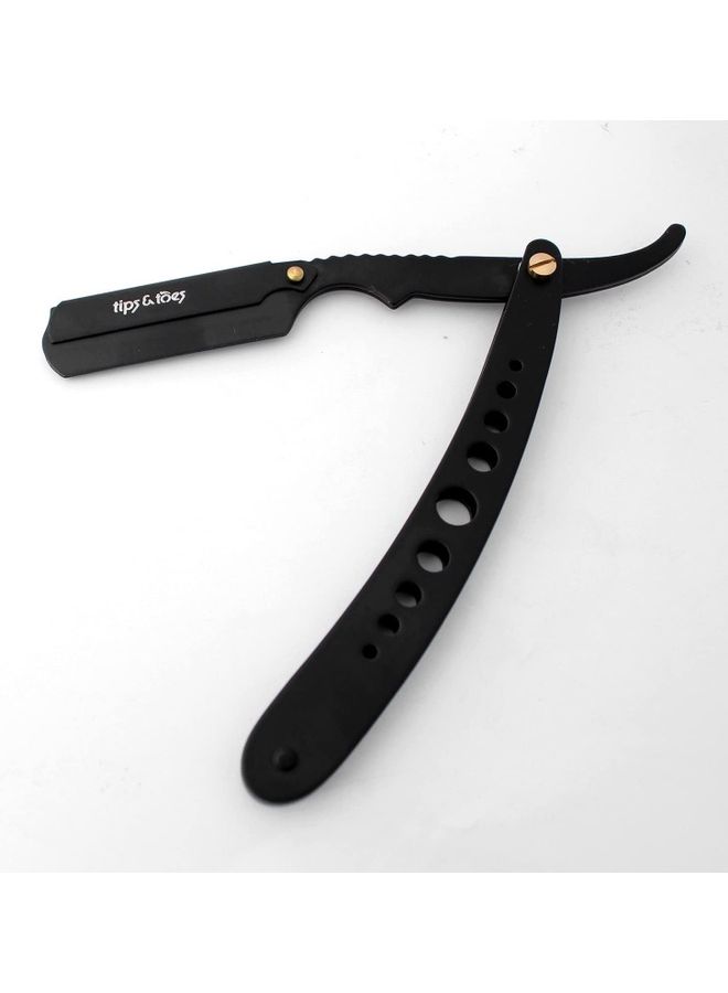 Tips & Toes Professional Straight Razor for Classic Shaving with 100 Blades Black  - Image 2
