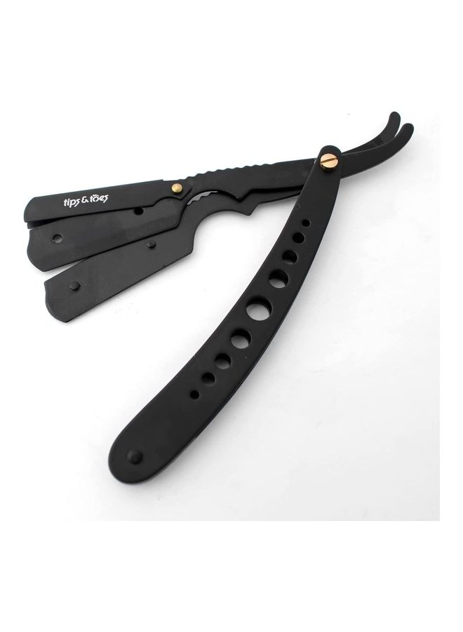 Tips & Toes Professional Straight Razor for Classic Shaving with 100 Blades Black  - Image 3