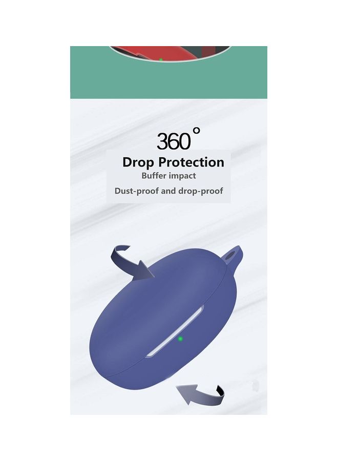 Protective Charging Case Cover with Carabiner Hook for Realme Earbud 2 Neo Blue