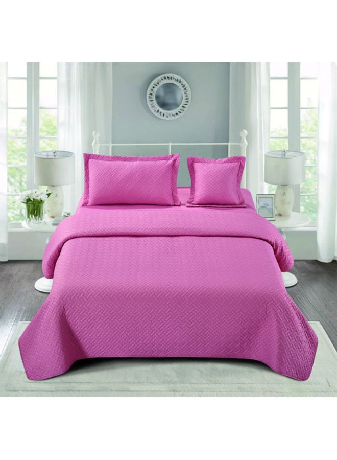 RISHAHOME 4-Piece Summer Quilt Set – Pink – 160 x 210 cm Microfiber Pink 160 x 210cm 