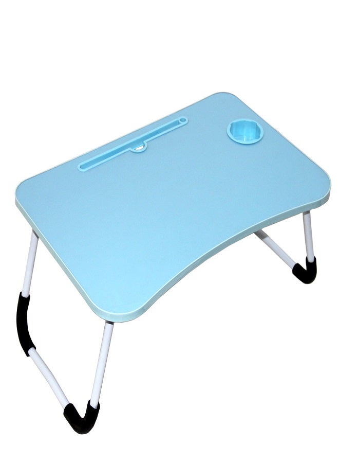 Foldable Laptop Table With Cup Holder Blue 60 x 42cm - Image 1