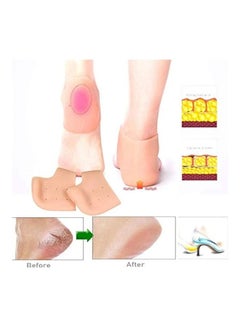 Scarlett Anti Crack Silicon Gel Heel And Foot Protector Moisturizing Socks For Foot Care Beige  - Image 4