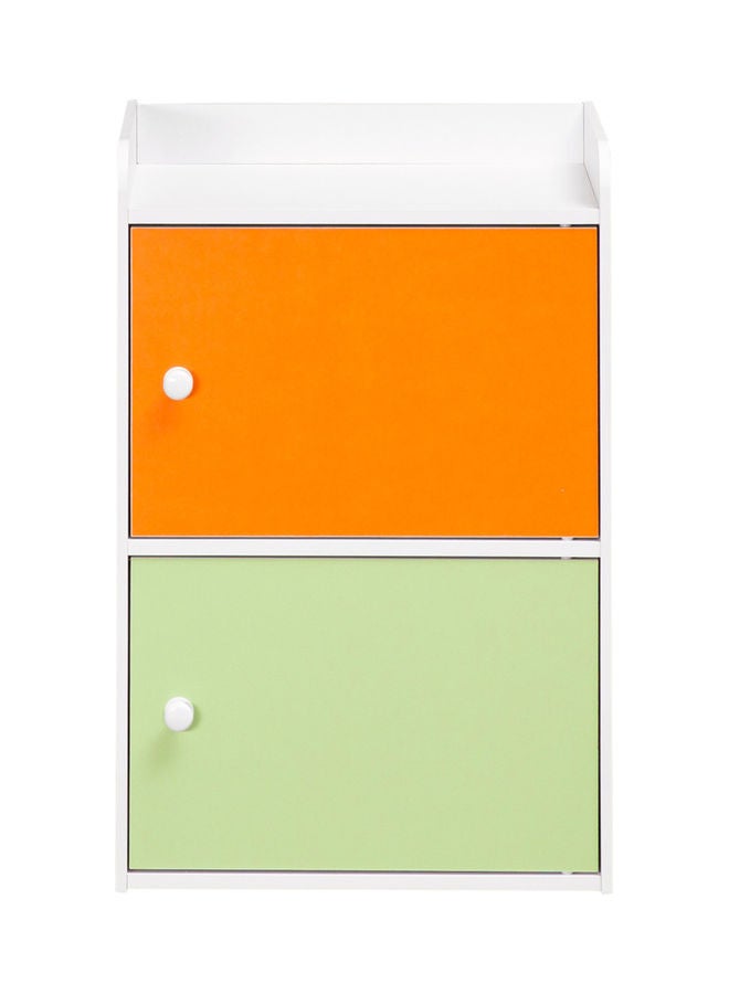 دبيلو تي- إيزي كير خزانة تخزين للأطفال من طبقتين مع أبواب متعددة الألوان أبيض/برتقالي/أخضر . - Image 1