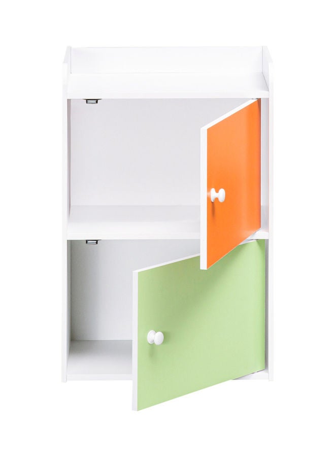 دبيلو تي- إيزي كير خزانة تخزين للأطفال من طبقتين مع أبواب متعددة الألوان أبيض/برتقالي/أخضر . - Image 2
