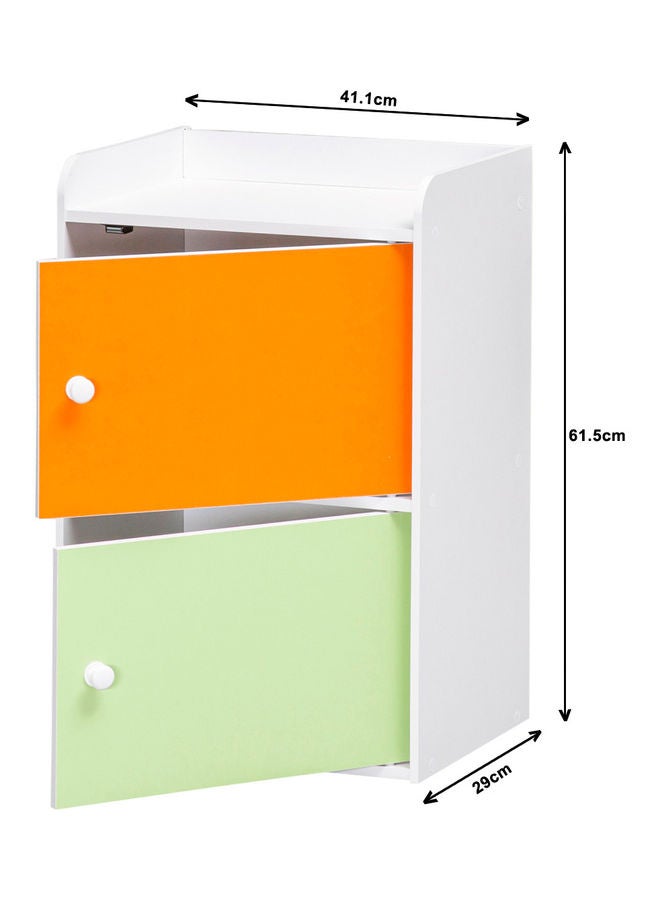 دبيلو تي- إيزي كير خزانة تخزين للأطفال من طبقتين مع أبواب متعددة الألوان أبيض/برتقالي/أخضر . - Image 3