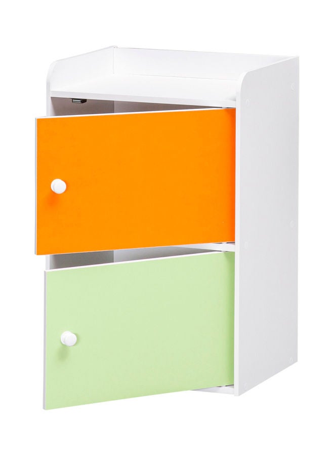 دبيلو تي- إيزي كير خزانة تخزين للأطفال من طبقتين مع أبواب متعددة الألوان أبيض/برتقالي/أخضر . - Image 4