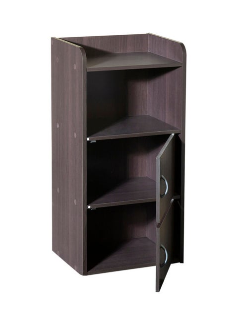 4-Tier Storage Rack with Doors Beech/Chocolate