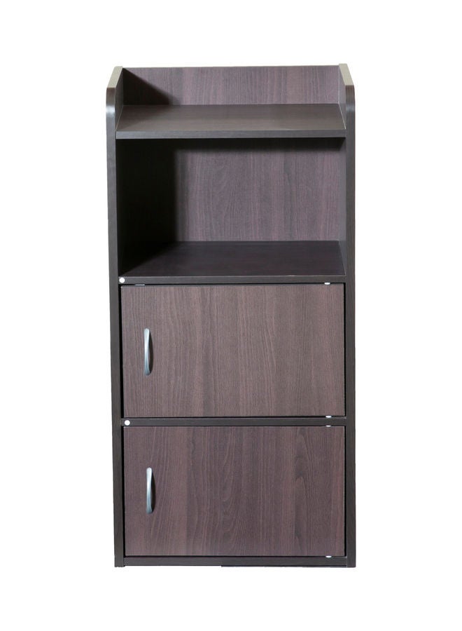 4-Tier Storage Rack with Doors Beech/Chocolate