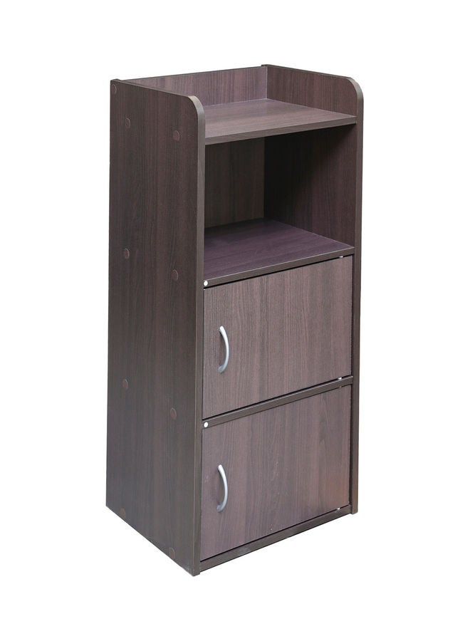 4-Tier Storage Rack with Doors Beech/Chocolate