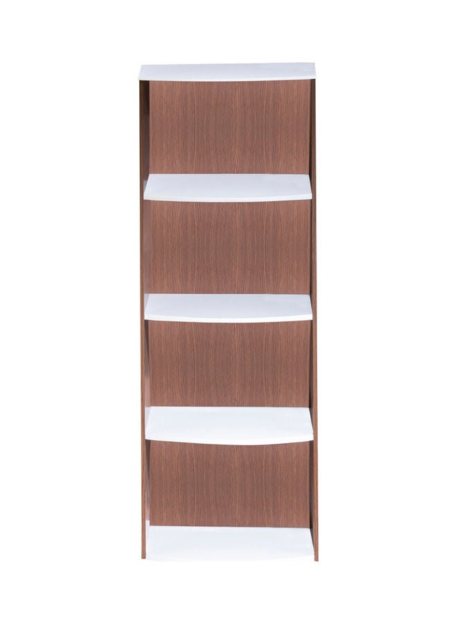 دبيلو تي- إيزي كير رف عرض وتخزين كتب مفتوح من 4 طبقات من خشب البلوط تاتسوتا/رف أبيض - Image 1