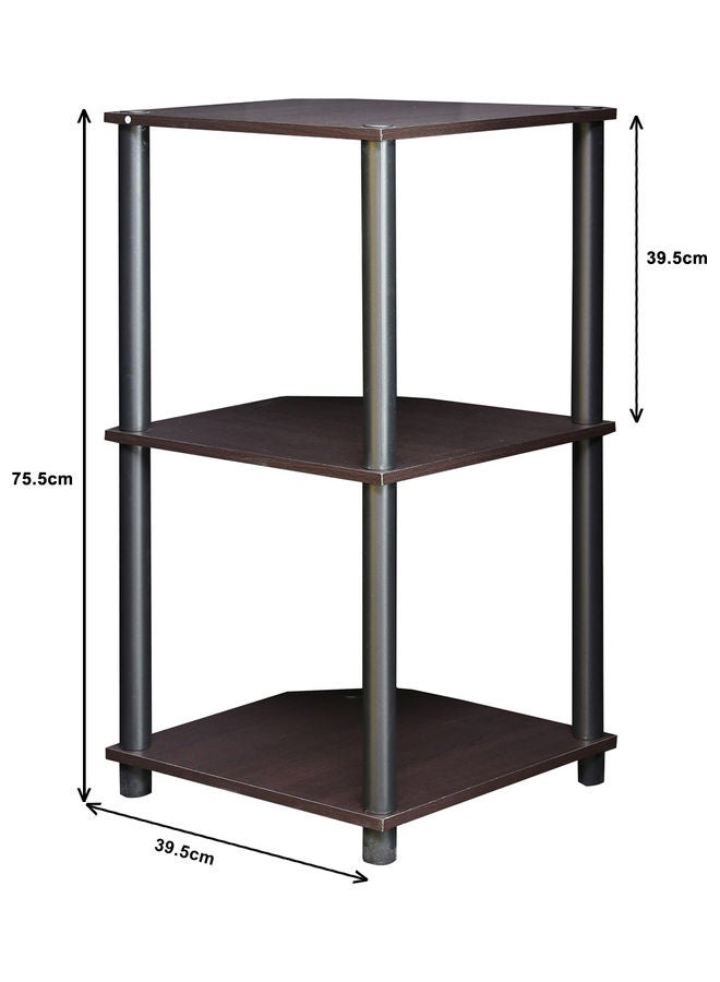 دبيلو تي- إيزي كير وحدة رف عرض زاوية متعدد الأغراض من 3 طبقات من خشب الزان أسود/ بني - Image 4
