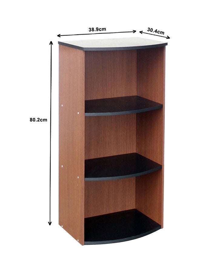 WT-EASYCARE 3-Tier Open Book Storage Shelf Oak Tatsuta/Black Shelf Brown - Image 4