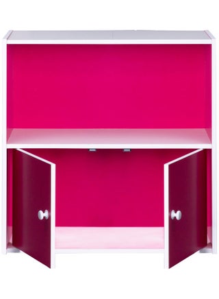 2-Tier Bookshelf Storage Cabinet with 2 Doors Magenta/White - v1628663049/N49977565A_1