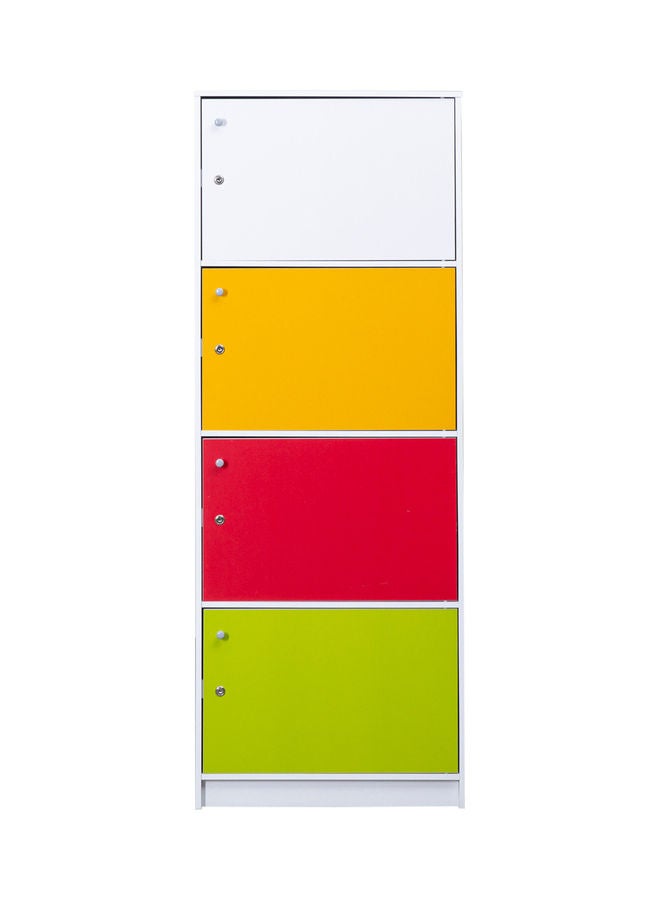 دبيلو تي- إيزي كير خزانة تخزين مكونة من 4 طبقات مزودة بأبواب مناسب للإستخدام في المنزل والمكتب متعدد الألوان - Image 1