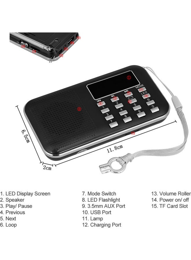 Mini FM Radio Speaker with Antenna LU-H86-42 Gold - Image 3