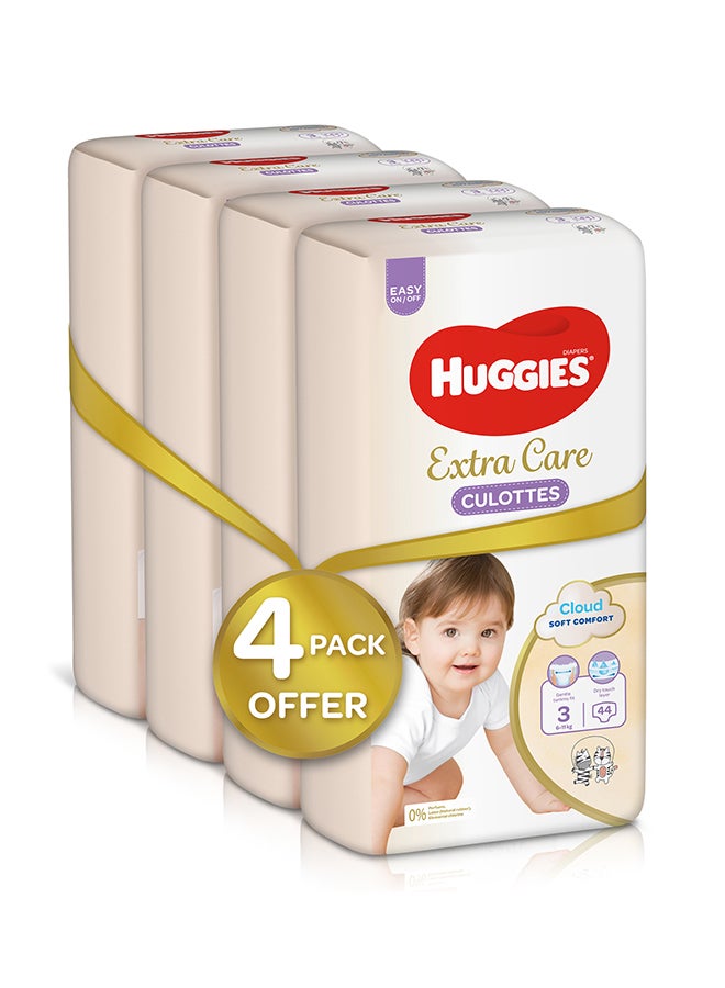 Huggies Extra Care Baby Pants Diapers, Size 3, 6 - 11 Kg, 176 Count (44 x 4) - Cloud Soft Comfort  - Image 1