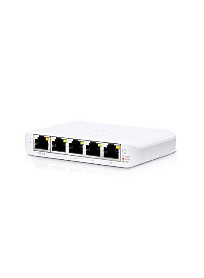 UniFi USW-Flex-Mini Managed 5-Port Gigabit Switch with USB-C Power Adapter White