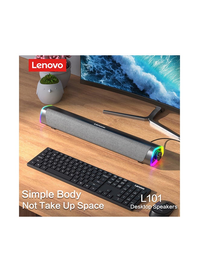 Lenovo - Lecoo DS101 Wired Desktop Speakers Cool Lighting surround 4D Shocking Sound Surround Sound Stunning Sound Quality for Laptop Desktop TV Mobile Phone Black - Image 1